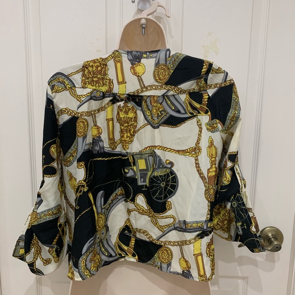 Black yellow gold chain print blazer - Picture 2 of 7